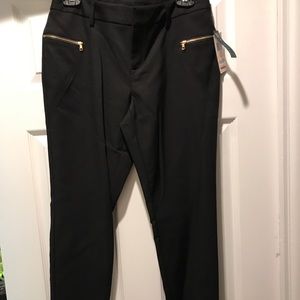 Macy’s INC black pants with gold exposed zippers